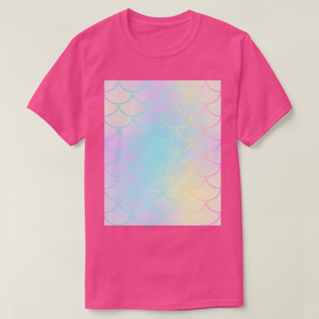 Pastel Rainbow Sjöjungfru T Shirt (Design framsida)