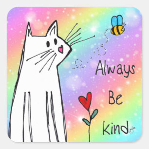Pastel Rainbow ska alltid vara av typen Cat Sticke Fyrkantigt Klistermärke