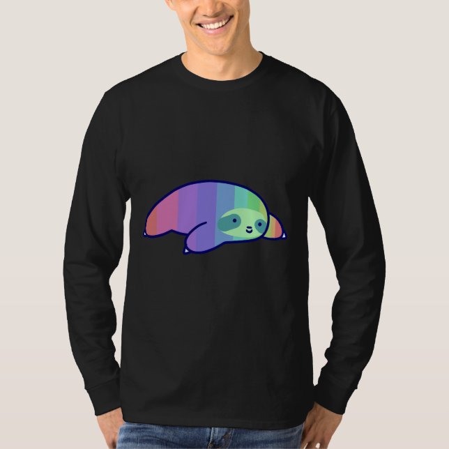 Pastel Rainbow Sloth T Shirt (Framsida)