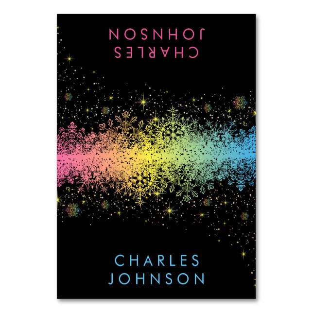 Pastel Rainbow Snöflingor Placera kort (Framsidan)