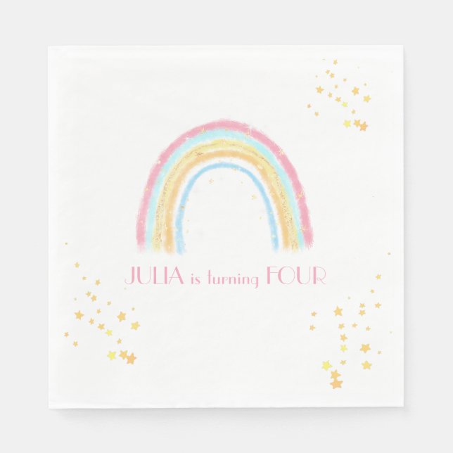 Pastel rainbow sparkling Birthday Pappersservett (Framsidan)