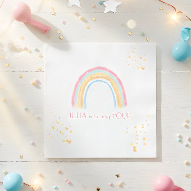 Pastel rainbow sparkling Birthday Pappersservett (Skapare uppladdad)