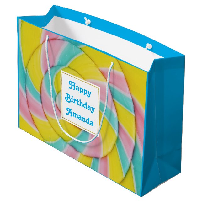 Pastel Rainbow Spiral Candy Photo Birthday (Baksidan Vinklad)