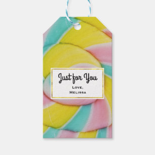 Pastel Rainbow Spiral Candy Photo Just åt dig Presentetikett
