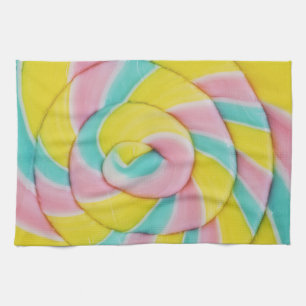 Pastel Rainbow Spiral Candy Photo Kökshandduk