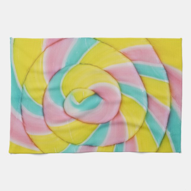 Pastel Rainbow Spiral Candy Photo Kökshandduk (Horisontell)