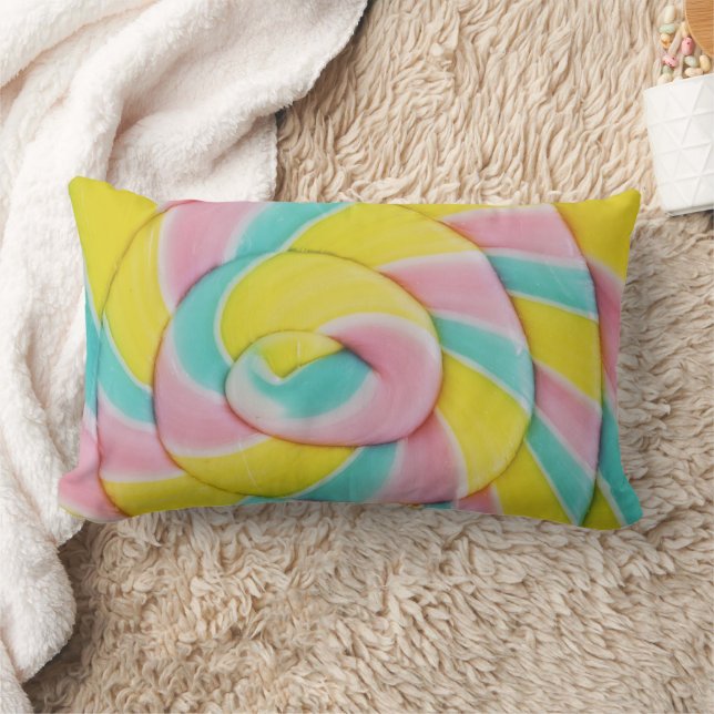 Pastel Rainbow Spiral Candy Photo Lumbarkudde (Filt)