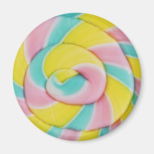 Pastel Rainbow Spiral Candy Photo Magnet (Framsidan)