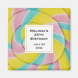 Pastel Rainbow Spiral Candy Photo Magnet