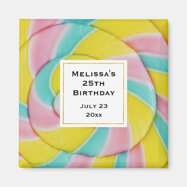 Pastel Rainbow Spiral Candy Photo Magnet (Framsidan)