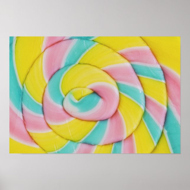 Pastel Rainbow Spiral Candy Photo Poster (Framsidan)
