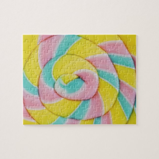 Pastel Rainbow Spiral Candy Photo Pussel (Horisontell)