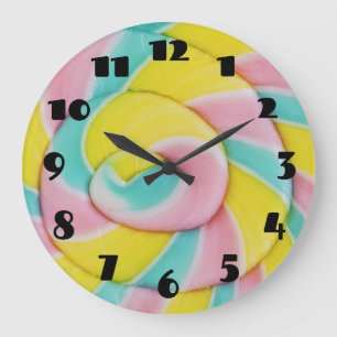 Pastel Rainbow Spiral Candy Photo Stor Klocka