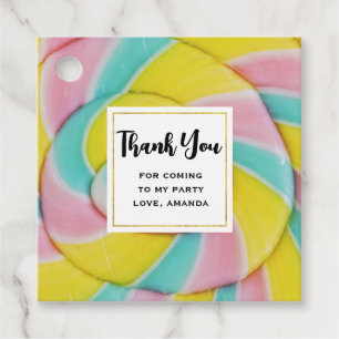 Pastel Rainbow Spiral Candy Photo Tack Gåvor Etiketter