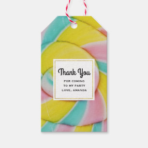 Pastel Rainbow Spiral Candy Photo Tack Presentetikett