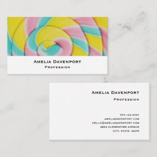 Pastel Rainbow Spiral Candy Photo Visitkort