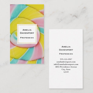 Pastel Rainbow Spiral Candy Photo Visitkort