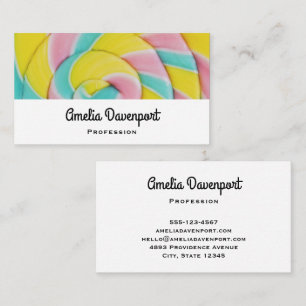Pastel Rainbow Spiral Candy Photo Visitkort