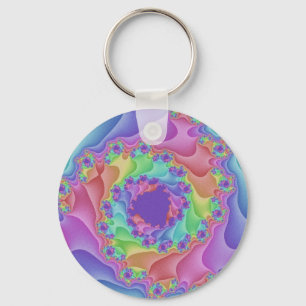 Pastel Rainbow Spiral Nyckelring