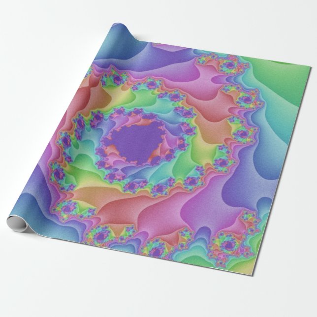 Pastel Rainbow Spiral Presentpapper (Utrullad)