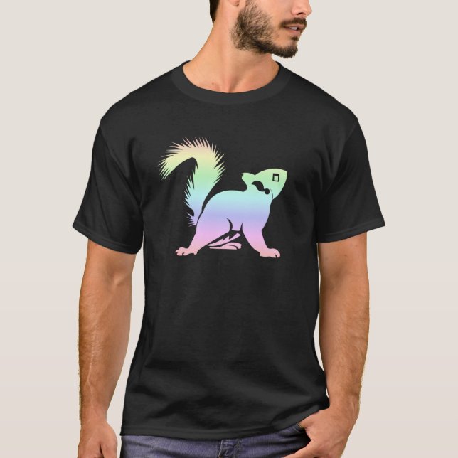 Pastel Rainbow Squirrel Silhouette Cute T Shirt (Framsida)