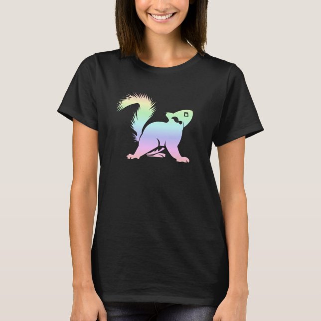 Pastel Rainbow Squirrel Silhouette Cute T Shirt (Framsida)