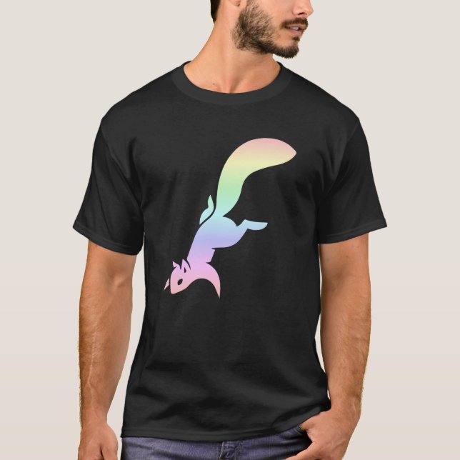 Pastel Rainbow Squirrel Silhouette T Shirt (Framsida)