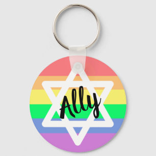 Pastel Rainbow Star av David Allokerat LGBTQ-med Nyckelring