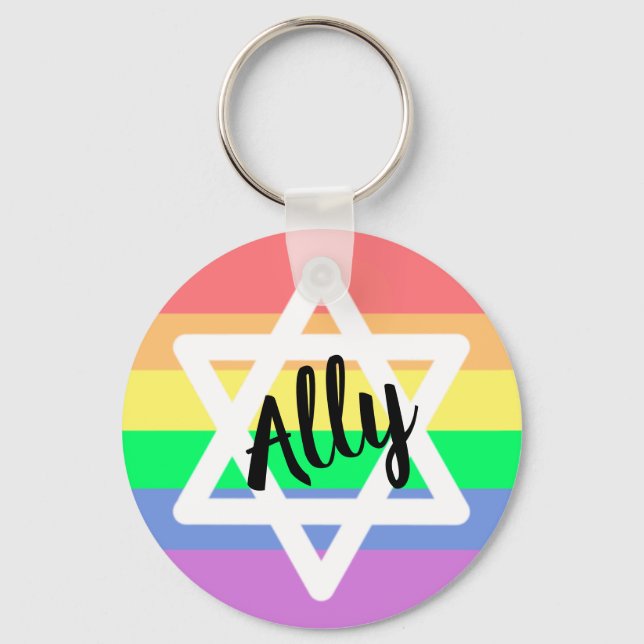 Pastel Rainbow Star av David | Allokerat LGBTQ-med Nyckelring (Framsida)