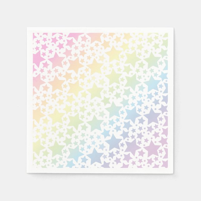 Pastel Rainbow Star Baby Shower Pappersservett (Framsidan)