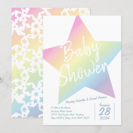 Pastel Rainbow Stars Baby Shower Simple Modern Inbjudningar
