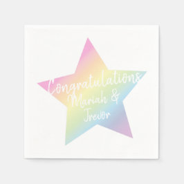 Pastel Rainbow Stars Baby Shower Simple Modern Pappersservett