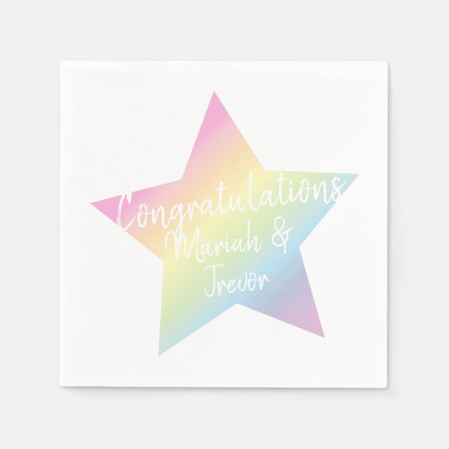 Pastel Rainbow Stars Baby Shower Simple Modern Pappersservett (Framsidan)