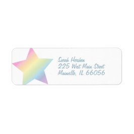 Pastel Rainbow Stars Baby Shower Simple Modern Returadress Etikett