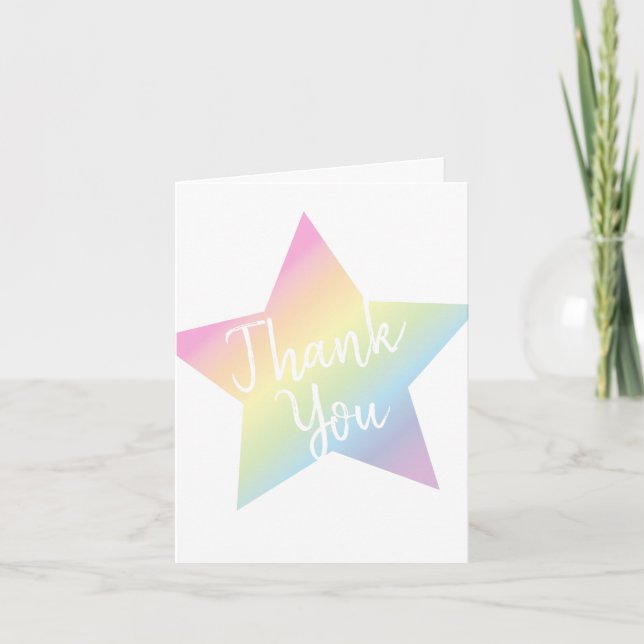 Pastel Rainbow Stars Baby Shower Simple Modern Tack Kort (Framsida)