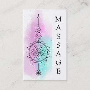 *~* Pastel Rainbow Stars Helig Geometry Massage Visitkort