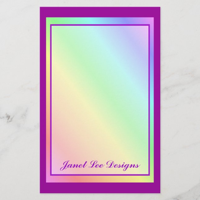 Pastel Rainbow Stationery Brevpapper (Framsida)