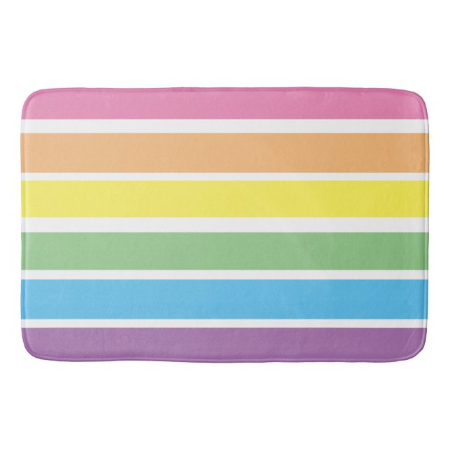 Pastel Rainbow Stripe Bath Mat Badrumsmatta (Framsidan)