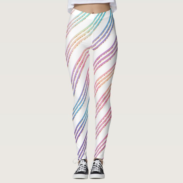Pastel Rainbow Stripe Leggings (Framsida)