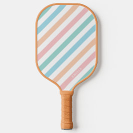 Pastel Rainbow Stripe Pickleball Paddle