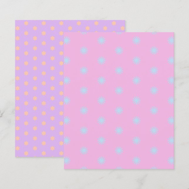 Pastel Rainbow Sunbursts & Stars Scrapbook Papper (Fram/baksida)