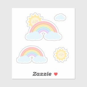 Pastel Rainbow Sunshine Anpassningsbar-cut Vinyl S Klistermärken