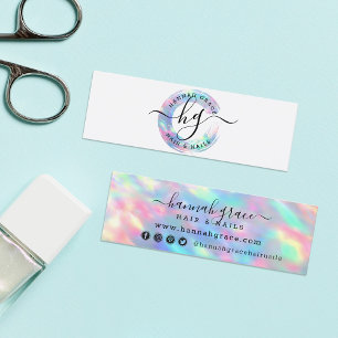 Pastel Rainbow Swash Logotyp Hair Nagel Social Med Mini Visitkort