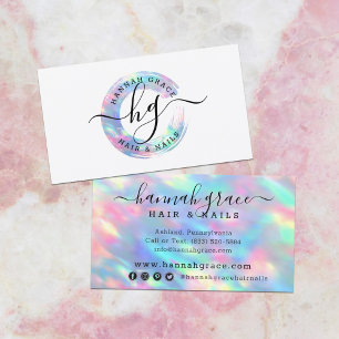 Pastel Rainbow Swash Logotyp Hair Nagel Social Med Visitkort