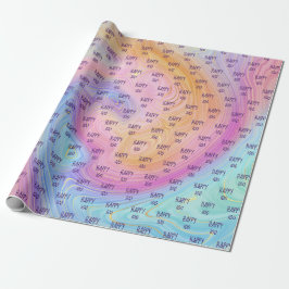 Pastel Rainbow Swirl 100:e födelsedag Papper Presentpapper