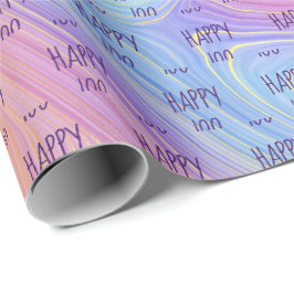 Pastel Rainbow Swirl 100:e födelsedag Papper Presentpapper