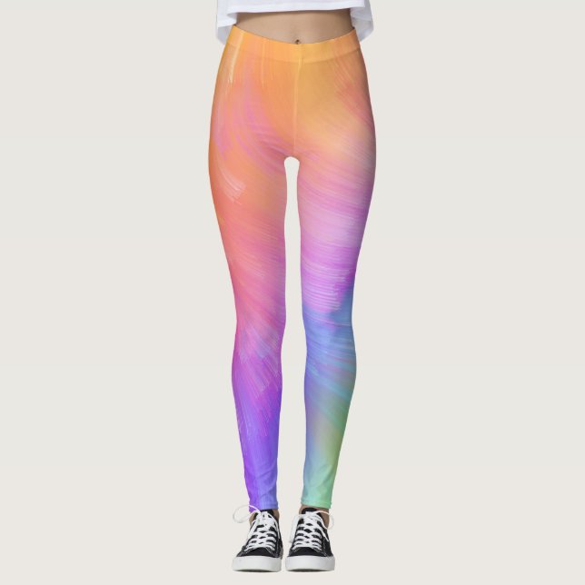 Pastel Rainbow Swirl Leggings (Framsida)