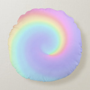 Pastel Rainbow Swirl Lesbisk Bröllop Rund Kudde