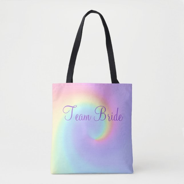 Pastel Rainbow Swirl Lesbisk Bröllop Tote Bag Tygkasse (Framsida)