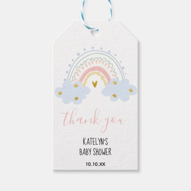 Pastel Rainbow Tack Märkre Presentetikett (Framsidan)